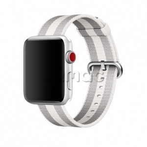 42/44мм Ремешок из плетёного нейлона белого/серого цвета (в полоску) для Apple Watch