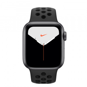 Купить Apple Watch Series 5 // 40мм GPS + Cellular // Корпус из алюминия цвета «серый космос», спортивный ремешок Nike цвета «антрацитовый/чёрный»