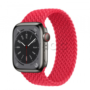 Купить Apple Watch Series 8 // 41мм GPS + Cellular // Корпус из нержавеющей стали графитового цвета, плетёный монобраслет цвета (PRODUCT)RED