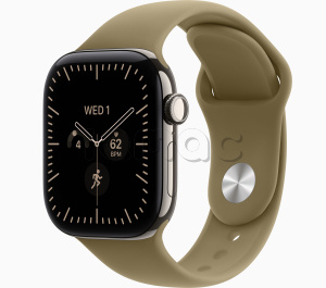 Купить Apple Watch Series 12 // 42мм GPS+Cellular // Корпус из титана натурального цвета, спортивный ремешок оливкового цвета