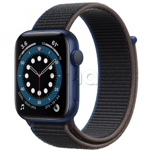Купить Apple Watch Series 6 // 44мм GPS // Корпус из алюминия синего цвета, спортивный браслет угольного цвета