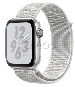 Купить Apple Watch Series 4 Nike+ // 40мм GPS // Корпус из алюминия серебристого цвета, ремешок из плетёного нейлона Nike цвета «снежная вершина» (MU7F2)