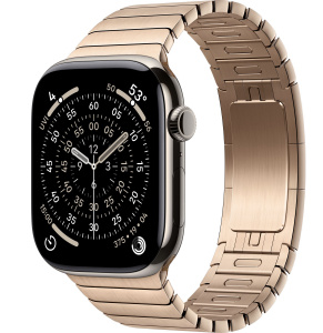 Apple Watch Series 11 // 46мм GPS+Cellular // Корпус из титана натурального цвета, блочный браслет золотого цвета