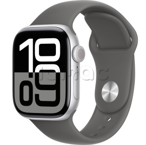 Купить Apple Watch Series 10 // 42мм GPS // Корпус из алюминия серебристого цвета, спортивный ремешок цвета "каменный серый"