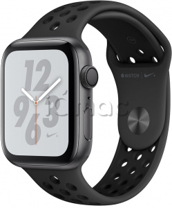 Купить Apple Watch Series 4 Nike+ // 44мм GPS // Корпус из алюминия цвета «серый космос», спортивный ремешок Nike цвета «антрацитовый/чёрный» (MU6L2)