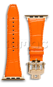 Ремешок Golden Concept для Apple Watch, Leather (Orange/Gold)
