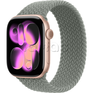 Купить Apple Watch Series 11 // 46мм GPS // Корпус из алюминия цвета "розовое золото", плетеный монобраслет серо-зеленого цвета