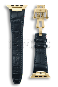 Ремешок Golden Concept для Apple Watch, Alligator Leather (Navy/Desert Gold)