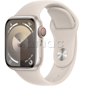 Купить Apple Watch Series 9 // 41мм GPS+Cellular // Корпус из алюминия цвета "сияющая звезда", спортивный ремешок цвета "сияющая звезда"