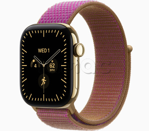 Купить Apple Watch Series 12 // 42мм GPS+Cellular // Корпус из титана золотого цвета, спортивный браслет пурпурного цвета