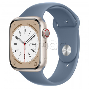 Купить Apple Watch Series 8 // 45мм GPS + Cellular // Корпус из алюминия цвета "сияющая звезда", спортивный ремешок сланцево-синего цвета