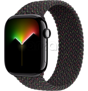 Купить Apple Watch Series 11 // 46мм GPS // Черный глянцевый корпус из алюминия, плетеный монобраслет цвета Black Unity