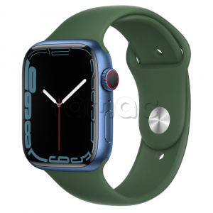 Купить Apple Watch Series 7 // 45мм GPS + Cellular // Корпус из алюминия синего цвета, спортивный ремешок цвета «зелёный клевер»