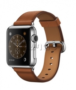 Купить Apple Watch 38 мм, нержавеющая сталь, золотисто-коричневый ремешок с классической пряжкой