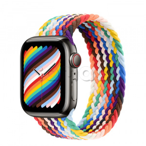 Купить Apple Watch Series 8 // 41мм GPS + Cellular // Корпус из нержавеющей стали графитового цвета, плетёный монобраслет цвета Pride Edition