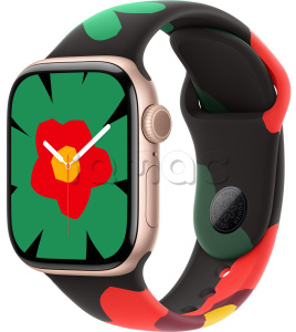 Купить Apple Watch Series 10 // 46мм GPS // Корпус из алюминия цвета "розовое золото", спортивный ремешок цвета Black Unity-Unity Bloom