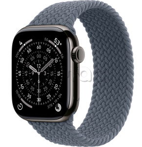 Купить Apple Watch Series 11 // 46мм GPS+Cellular // Корпус из титана сланцевого цвета, плетеный монобраслет цвета "якорный синий"