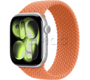 Купить Apple Watch Series 11 // 42мм GPS // Корпус из алюминия серебристого цвета, плетеный монобраслет цвета "куркума"