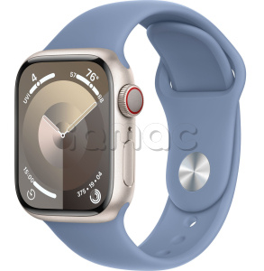 Купить Apple Watch Series 9 // 41мм GPS+Cellular // Корпус из алюминия цвета "сияющая звезда", спортивный ремешок цвета "синяя зима"