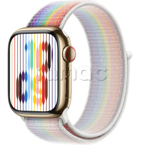Купить Apple Watch Series 9 // 41мм GPS+Cellular // Корпус из нержавеющей стали золотого цвета, спортивный браслет цвета Pride Edition