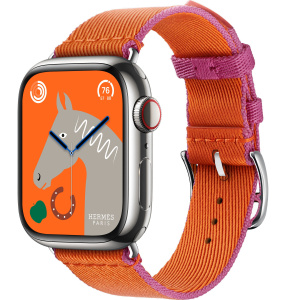 Apple Watch Series 9 Hermes 41 GPS Cellular Twill Jump Single Tour Orange Rose Mexico iQmac.ru