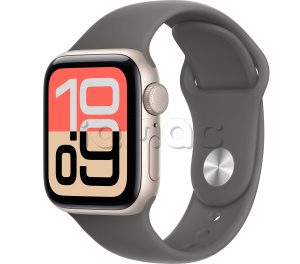 Купить Apple Watch SE 3 // 40мм GPS // Корпус из алюминия цвета "сияющая звезда", спортивный ремешок цвета "серый камень" (2025)