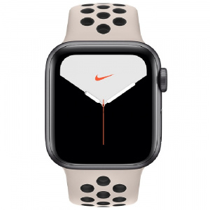 Купить Apple Watch Series 5 // 44мм GPS + Cellular // Корпус из алюминия цвета «серый космос», спортивный ремешок Nike цвета «песчаная пустыня/чёрный»