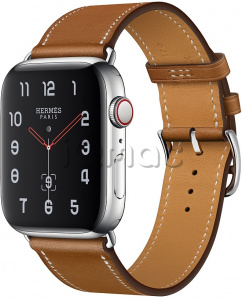 Apple Watch Series 4 Hermès // 44мм GPS + Cellular // Корпус из  нержавеющей стали, ремешок Single Tour из кожи цвета Fauve Barenia