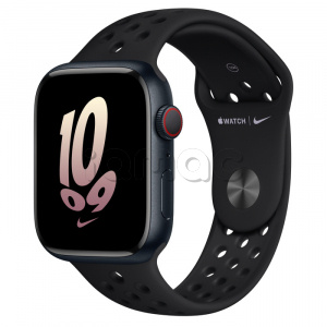 Купить Apple Watch Series 8 // 45мм GPS + Cellular // Корпус из алюминия цвета "темная ночь", спортивный ремешок Nike черного цвета