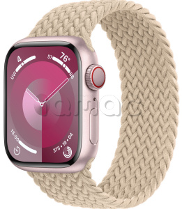 Купить Apple Watch Series 9 // 45мм GPS+Cellular // Корпус из алюминия розового цвета, плетёный монобраслет бежевого цвета