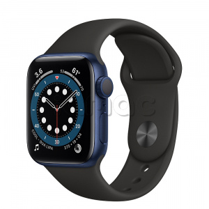 Купить Apple Watch Series 6 // 40мм GPS // Корпус из алюминия синего цвета, спортивный ремешок черного цвета