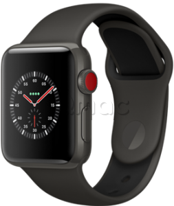 Apple Watch Series 3 Edition // 42мм GPS + Cellular // Корпус из серой керамики, спортивный ремешок черного цвета (MQKE2)