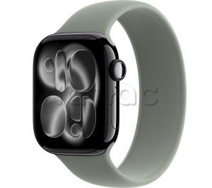 Купить Apple Watch Series 11 // 42мм GPS // Черный глянцевый корпус из алюминия, монобраслет серо-зеленого цвета