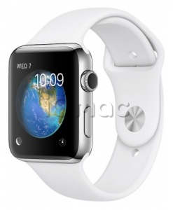 Купить Apple Watch Series 2 38мм Корпус из нержавеющей стали, спортивный ремешок белого цвета (mnp42)
