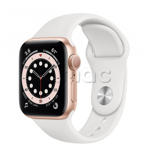 Купить Apple Watch Series 6 // 40мм GPS // Корпус из алюминия золотого цвета, спортивный ремешок белого цвета
