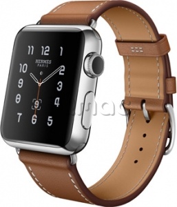 Apple Watch Hermes Simple Tour 38 мм из нержавеющей стали, ремешок из кожи Barenia цвета Fauve