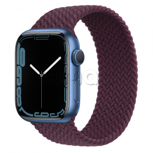 Купить Apple Watch Series 7 // 45мм GPS // Корпус из алюминия синего цвета, плетёный монобраслет цвета «тёмная вишня»