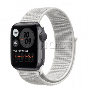 Купить Apple Watch Series 6 // 40мм GPS // Корпус из алюминия цвета «серый космос», спортивный браслет Nike цвета «Снежная вершина»