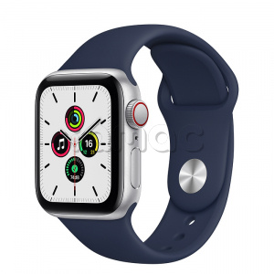Купить Apple Watch SE // 40мм GPS + Cellular // Корпус из алюминия серебристого цвета, спортивный ремешок цвета «Тёмный ультрамарин» (2020)