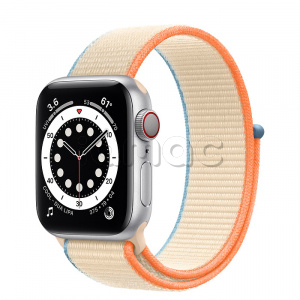 Купить Apple Watch Series 6 // 40мм GPS + Cellular // Корпус из алюминия серебристого цвета, спортивный браслет кремового цвета