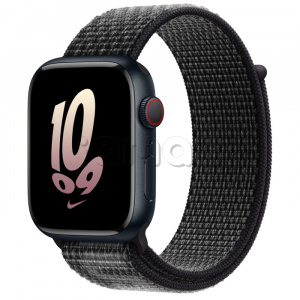 Купить Apple Watch Series 8 // 45мм GPS + Cellular // Корпус из алюминия цвета "темная ночь", спортивный браслет Nike цвета "черный/снежная вершина"