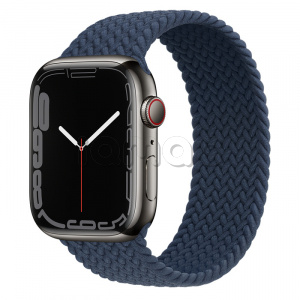 Купить Apple Watch Series 7 // 45мм GPS + Cellular // Корпус из нержавеющей стали графитового цвета, плетёный монобраслет цвета «синий омут»