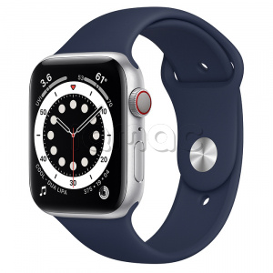 Купить Apple Watch Series 6 // 44мм GPS + Cellular // Корпус из алюминия серебристого цвета, спортивный ремешок цвета «Тёмный ультрамарин»