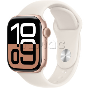 Купить Apple Watch Series 10 // 42мм GPS // Корпус из алюминия цвета "розовое золото", спортивный ремешок цвета "сияющая звезда"