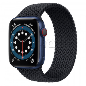 Купить Apple Watch Series 6 // 44мм GPS + Cellular // Корпус из алюминия синего цвета, плетёный монобраслет угольного цвета
