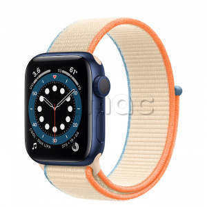 Купить Apple Watch Series 6 // 40мм GPS // Корпус из алюминия синего цвета, спортивный браслет кремового цвета