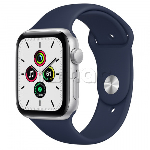 Купить Apple Watch SE // 44мм GPS // Корпус из алюминия серебристого цвета, спортивный ремешок цвета «Тёмный ультрамарин»