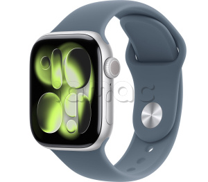 Купить Apple Watch Series 11 // 42мм GPS // Корпус из алюминия серебристого цвета, спортивный ремешок цвета "якорный синий"