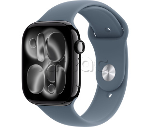 Купить Apple Watch Series 11 // 42мм GPS // Черный глянцевый корпус из алюминия, спортивный ремешок цвета "якорный синий"