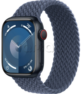 Купить Apple Watch Series 9 // 45мм GPS+Cellular // Корпус из алюминия цвета "темная ночь", плетёный монобраслет цвета "штормовой синий"